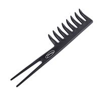 Fine Lines - Twin Tailed Rake Comb - Hair Detangling and Shower Comb Great for Afro, Wet or Curly Hair | Thick Plastic Black antistatic comb