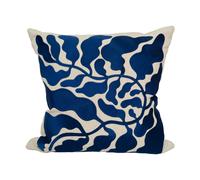 Fine Little Day Leaves cushion cover embroidered 48x48 cm Blue