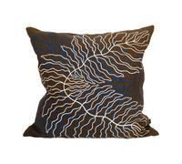 Fine Little Day Leaves embroidered cushion cover 48x48 cm Brown
