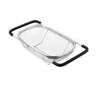 Fine Mesh Colander Over The Sink 6 Quart Stainless Steel Strainer Basket & Expandable Rubber Grip Handles - Strain, Drain, Rinse Fruits, Vegetables