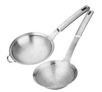 Fine Mesh Stainless Steel Metal With HoleSieve Food Strainer Grease Spider Skimmer And With Handle Large Holes Slotted Colander Frying Spoon Set,Handheld For Kitchen Cooking And Filter Food Residues