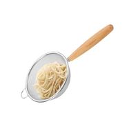Fine Mesh Strainer for Kitchen, Stainless Steel Sieve with Wooden Handle, Metal Kitchen Colander Skimmer, Long Handled Food Strainer Filter for Tea, Oil, Noodles, Juice, Baking, Cooking