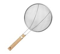 Fine Mesh Strainer - Oil Filter Spoon | Stainless Steel Fine Mesh Skimmer with Wooden Handle | Hangable & Durable Kitchen Tool for Skimming Grease, Oil, Foam, and Fat | Multipurpose Cooking Strai