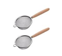 Fine Mesh Strainer Stainless Steel Tea Strainer Mesh Strainer with Handle(Wood), Sifter Strainer for Loose Tea Coffee Cocktails Juice, Tea Steeper,Food Strainers,Matcha Sifter (8cm,2Pcs)