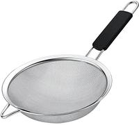 Fine Mesh Strainer with thermo plastic rubber handle - Sieve Fine Mesh Stainless Steel - Ideal to Sift Flour, Icing Sugar, Fruits and Vegetables (6.3 Inches)
