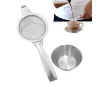 Fine Mesh Tea Strainer - Spoon Shaped Single Cup Loose Leaf Infuser, 304 Stainless Steel No Drip Steeping Wand, Premium Mug Filtration Spoon | with Base Saucer