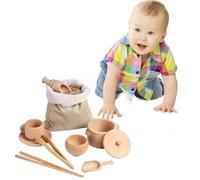Fine Motor Learning Tools - Sensory Bin Toys Set Of 8 Wooden Scoops And Tongs | Educational Development Manipulative Toy For Children Kids Aged 3 And Up Preschool Skill Building Activities