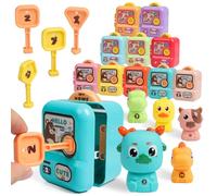Fine Motor Skills Toys for 2-3-4-5 Year Old，30pcs Surprise Animal Finger Puppets with Geometric Key Treasure Lock，Match Color Geometric Shapes Pirate Hunt Game