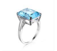 Fine Natural Gemstone Ring For Women Engagement Wedding Rings Blue Square Zircon Rings