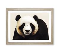 Fine Panda WHT Framed Print | A2 Oak Framed Wall Art | Ready to Hang | Modern Animal Picture | Living Room Bedroom Lounge Office