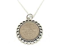 Fine Pendant 1960 Lucky sixpence 66th birthday gifts for women Sterling Silver 18in Chain