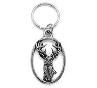 Fine Pewter Deer Stag Head Keyring with Gift Pouch