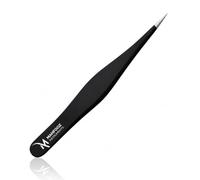 Fine Pointed Tweezers for Eyebrow, Ingrown Hair, Splinter, Blackhead & Tick Removal for Men & Women - Black Colour by Mahfooz Instruments