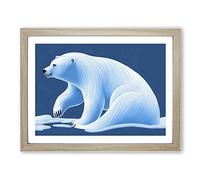 Fine Polar Bear Framed Print | A2 Oak Framed Wall Art | Ready to Hang | Modern Animal Picture | Living Room Bedroom Lounge Office