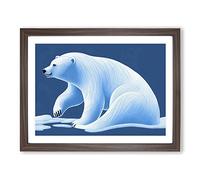 Fine Polar Bear Framed Print | A2 Walnut Framed Wall Art | Ready to Hang | Modern Animal Picture | Living Room Bedroom Lounge Office