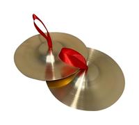 Fine Polished Brass Finger Cymbals with Attached Knobs for Band, Teaching Tempo and Beat Keeping, Toddler Instruments for Ages 3 and Up Ytp481 (Gold, 15cm)
