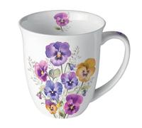 Fine porcelain pansies mug 0.4 litre