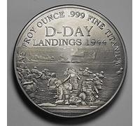 Fine/Pure .999 TITANIUM Coin/Round/Bar. WW2 D-DAY LANDINGS 1944. One Troy Ounce 31.1g. Investment/Bullion
