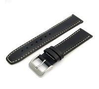 Fine Quality Condor Padded Calf Leather Watch Strap 22mm Black with Gilt (Gold Colour) Buckle. Contrast Stitching 615R