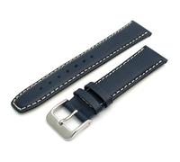 Fine Quality Condor Padded Calf Leather Watch Strap 22mm Blue with Gilt (Gold Colour) Buckle. Contrast Stitching 615R