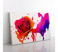 Fine Rose Flower Abstract Canvas Wall Art Print Ready to Hang, Framed Picture for Living Room Bedroom Home Office Décor, 60x40 cm (24x16 Inch)