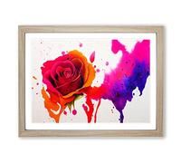Fine Rose Flower Abstract Framed Print | A2 Oak Framed Wall Art | Ready to Hang | Abstract Floral Picture | Living Room Bedroom Lounge Office