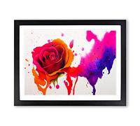 Fine Rose Flower Abstract Framed Print | A3 Black Framed Wall Art | Ready to Hang | Abstract Floral Picture | Living Room Bedroom Lounge Office