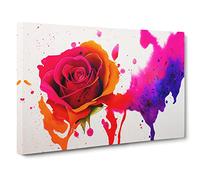 Fine Rose Flower Canvas Print | Gallery Wrapped 30mm Frame Wall Art | 30x20 inches | Ready to Hang | Abstract Floral Picture | Living Room Bedroom Lounge Office