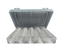 Fine & Shine 80 Pcs 50P Coin Capsules Direct Fit Clear Cases 7 Sided 50P Coin Holders INCLUDING STORAGE BOX