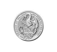 Fine Silver Queen Elizabeth II 2oz The Queens Beasts 'Red Dragon of Wales' Coin
