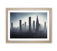 Fine Skyscraper Skyline Framed Print | A2 Oak Framed Wall Art | Ready to Hang | Modern Cityscape Picture | Living Room Bedroom Lounge Office