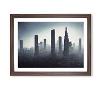 Fine Skyscraper Skyline Framed Print | A4 Walnut Framed Wall Art | Ready to Hang | Modern Cityscape Picture | Living Room Bedroom Lounge Office