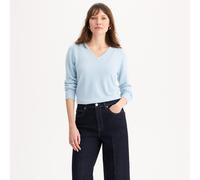Fine Soft Knit Jumper with V-Neck Light Blue
