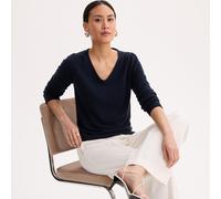 Fine Soft Knit Jumper with V-Neck Navy
