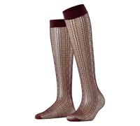 FALKE Women's Crossroads W Kh Sheer Patterned Knee High Socks, Brown Cayenne 5950, OneSize