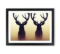 Fine Stags Framed Print | A2 Black Framed Wall Art | Ready to Hang | Modern Animal Picture | Living Room Bedroom Lounge Office