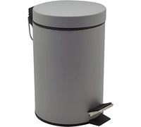 FINE STAR 5L Litre Round Pedal Bin Stainless Steel Toilet Bath Bathroom Kitchen Bin with Inner Bucket 5 Liter Bins (Grey)