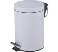 FINE STAR 5L Litre Round Pedal Bin Stainless Steel Toilet Bath Bathroom Kitchen Bin with Inner Bucket 5 Liter Bins (White)