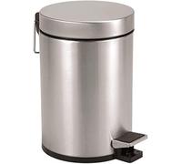 FINE STAR 5L Litre Round Pedal Bin Stainless Steel Toilet Bath Bathroom Kitchen Bin with Inner Bucket 5 Liter Bins (Silver)