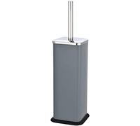 FINE STAR 5L Slim Pedal Bin Square Toilet Brush Holder Bathroom Set Rectangular Removable Bucket Trash Recycling Bin (Grey Brush Holder Only)