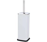 FINE STAR 5L Slim Pedal Bin Square Toilet Brush Holder Bathroom Set Rectangular Removable Bucket Trash Recycling Bin (White Brush Holder Only)