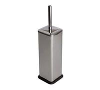 FINE STAR 5L Slim Pedal Bin Square Toilet Brush Holder Bathroom Set Rectangular Removable Bucket Trash Recycling Bin (Chrome Brush Holder Only)