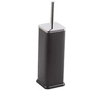 FINE STAR 5L Slim Pedal Bin Square Toilet Brush Holder Bathroom Set Rectangular Removable Bucket Trash Recycling Bin (Black Brush Holder Only)