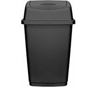 Plastic Flip Top Rectangle 50L Litre Waste Bin Paper Rubbish Kitchen Swing Bins UK (Black)