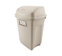 FINE STAR Plastic Flip Top Rectangle 50L Litre Waste Bin Paper Rubbish Kitchen Swing Bins UK (Cream)