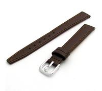 Fine Stitched Calf Leather Watch Strap Band with Pins 8mm Brown with Chrome (Silver Colour) Buckle R623/8s