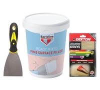 Fine Surface Wall Filler 600g Ready Mixed - Quick & Easy Interior & Exterior Wall Crack, Hole & Plaster Repair | Sandpaper + 3" Scraper Included | Ultra-Smooth White Finish, No Shrinkage or Cracking