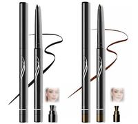 Fine Tip Gel Kohl Eyeliner Pencil Set With Built-In Sharpener in Black and Brown - Waterproof Smudge Resistant Long Lasting Wear for Precise Lines and Waterline Application
