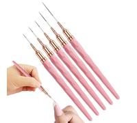Fine Tip Nail Detail Brush 5 Pieces - Precise Pointer, Sizes 7/9/11/15/25mm Handled Wands For Gel Work, Slender Filament With Smooth Grip, Beauty Goods, Thin Shaper For Drawing, Sweeps And Swirls