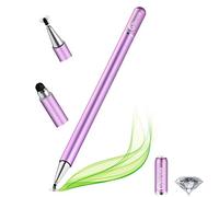 Fine Tip Stylus Pens for Touch Screens - 2-in-1 Disc Tips High Sensitivity Stylus for iPad, iPhone, Android, Tablet, Chromebook - Purple